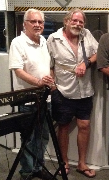 Rocky Adcock, left and Dana Roy, at a KingBees Recording Session. Photo by Gary Sampson